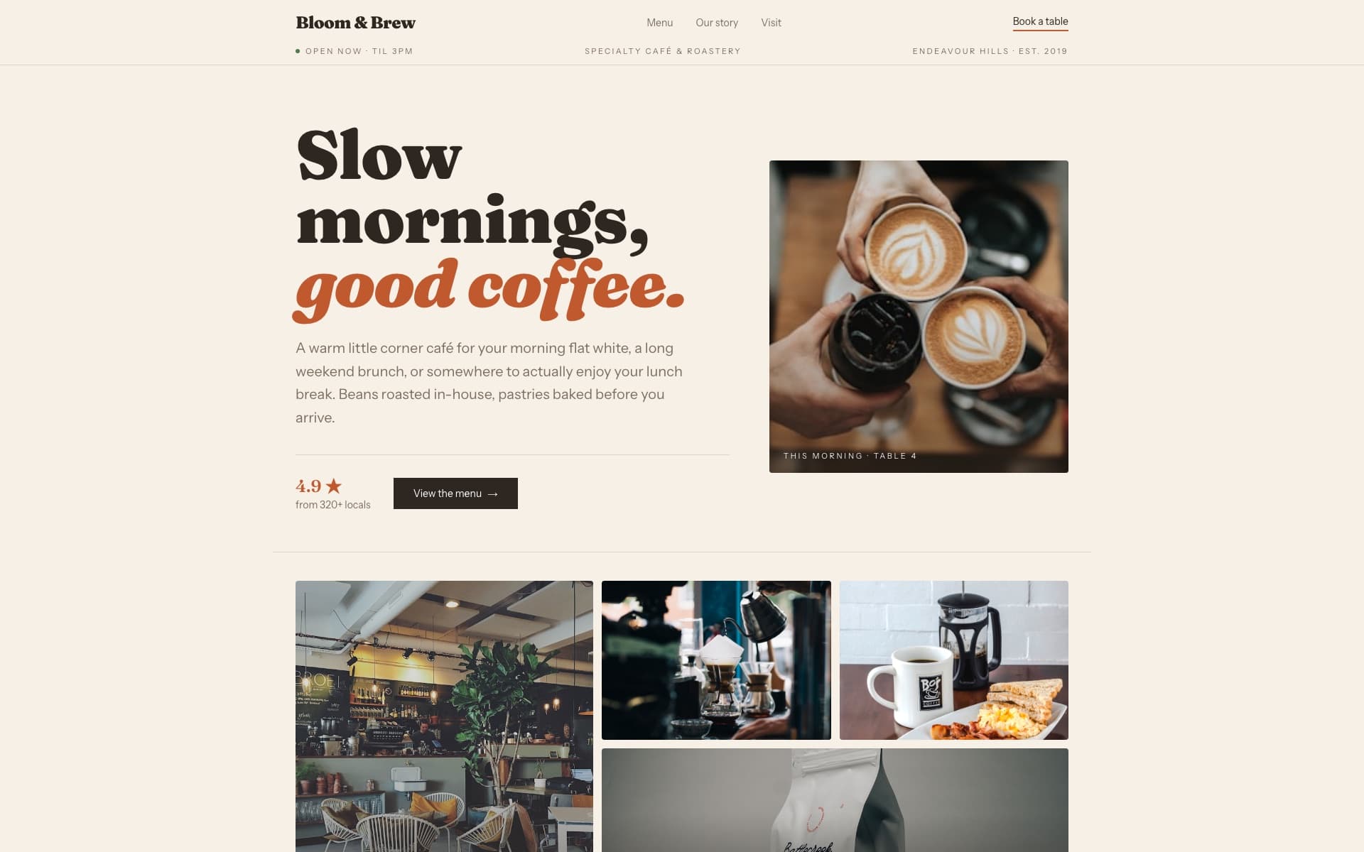 Bloom & Brew — sample site preview