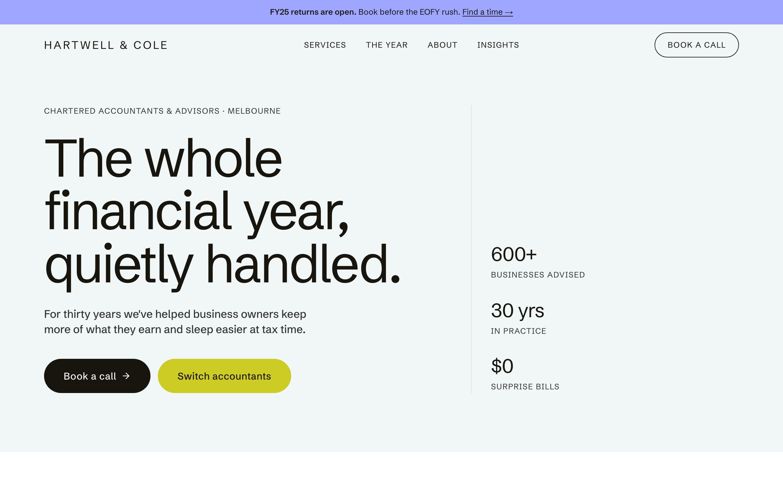 Hartwell & Cole — sample site preview