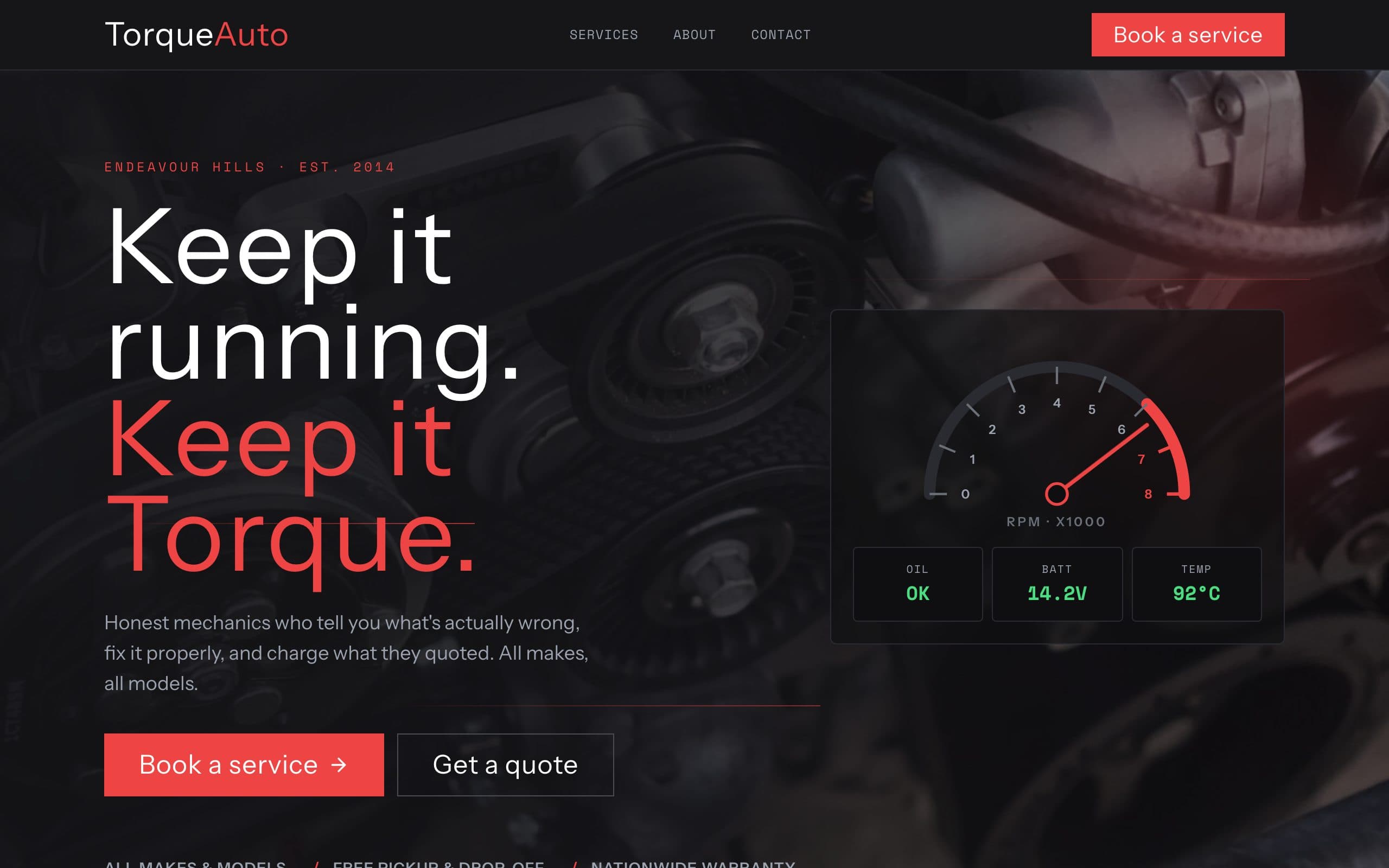 Torque Auto — sample site preview